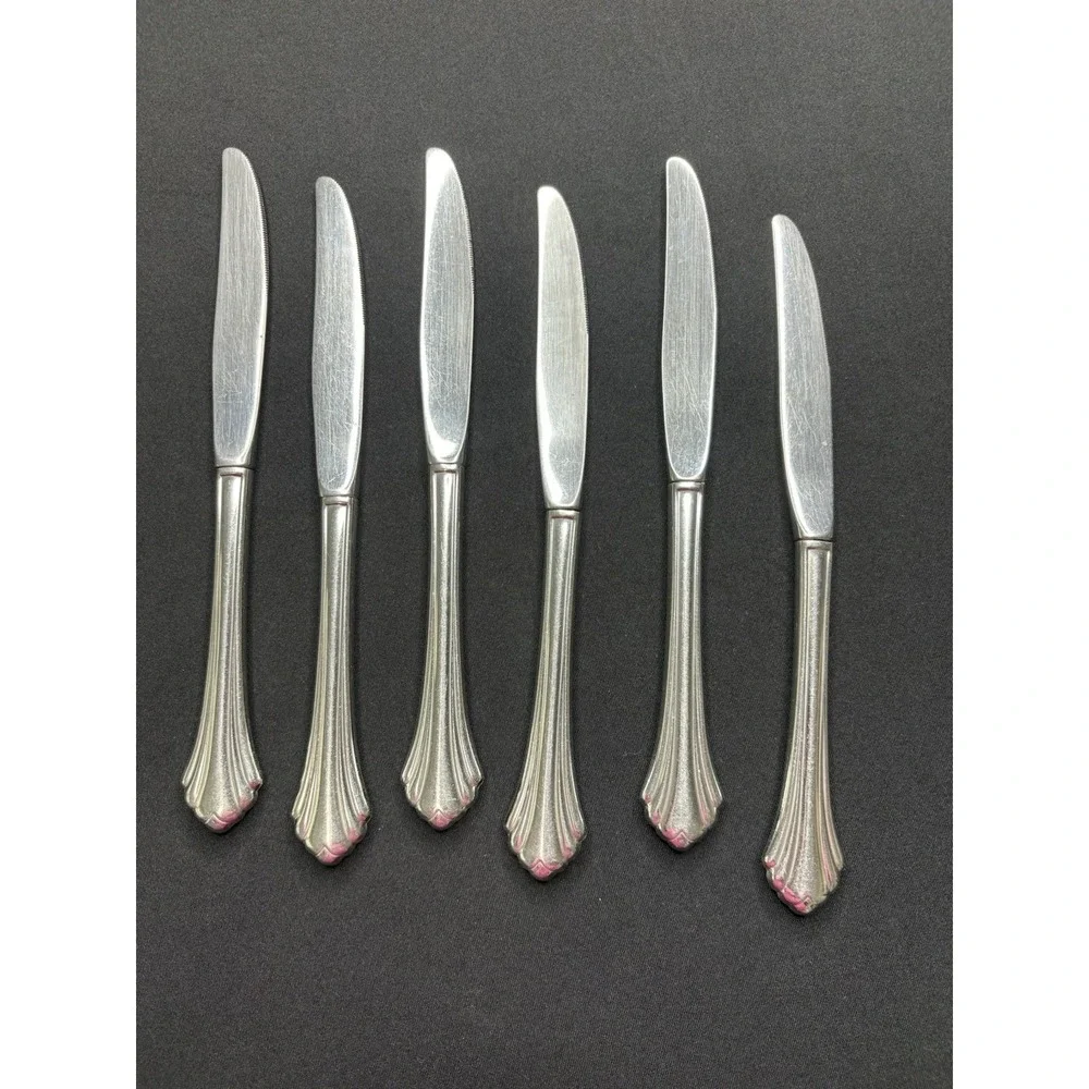 5 ONEIDA BANCROFT DINNER KNIVES STAINLESS FLATWARE‎ GLOSSY RETIRED 9